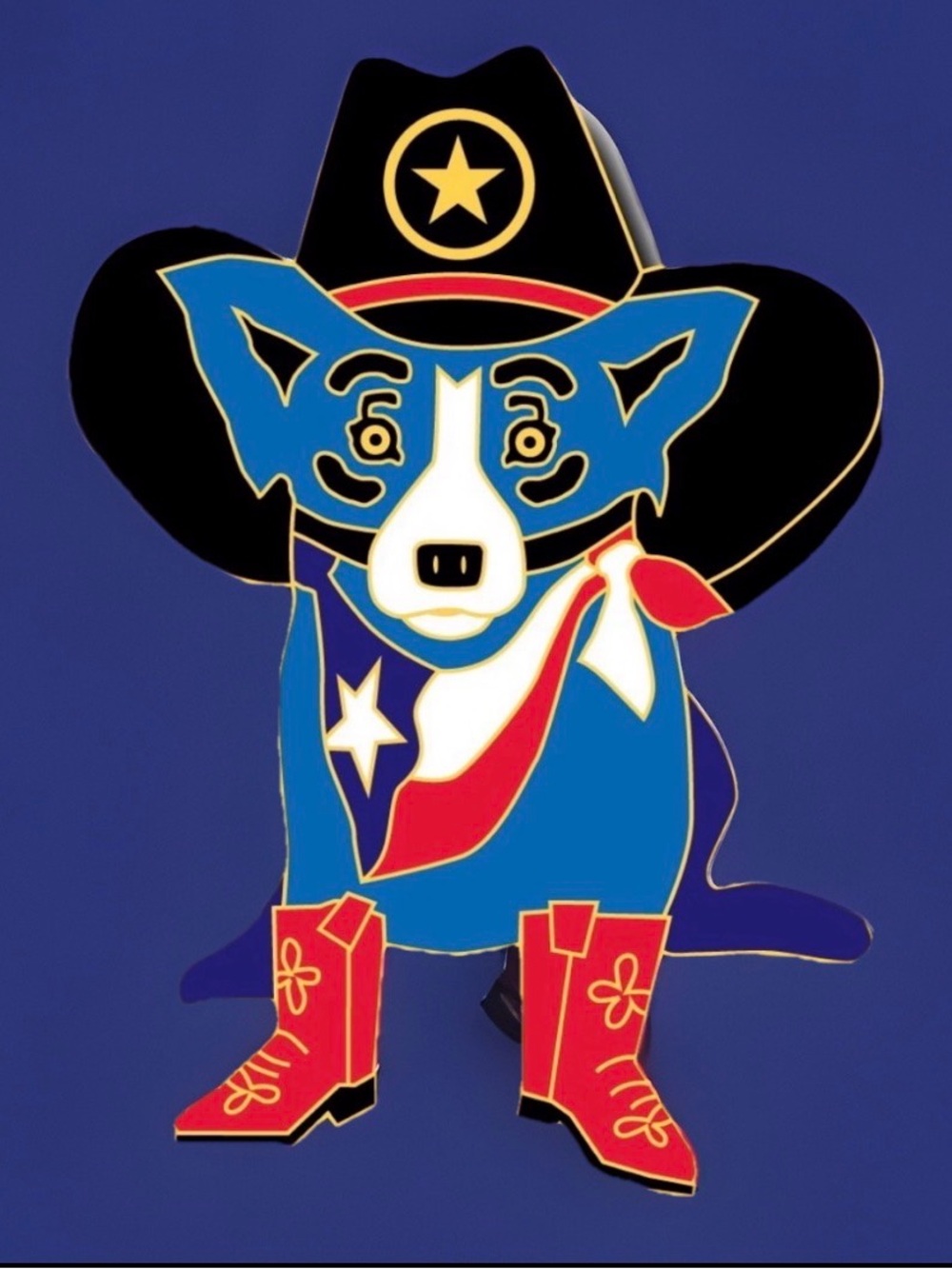 George Rodrigue Blue Dog -Texas Ranger Lapel Pin